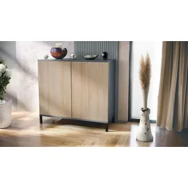 Vladon Skadu V3 92,5 x 83,5 x 35 cm Anthrazit matt / Eiche sägerau