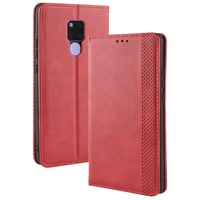 Kompatibel mit Huawei Mate 20 X Handytasche Leder Rot, PU Leder Silikon TPU Flip Book Case Schutztasche mit Geldbörse Kredit Karten Fach Handyhülle Bumper Klapphülle Kompatibel mit Huawei Mate 20 X