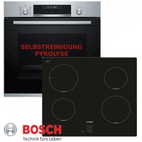 Herdset Autark Bosch Backofen Pyrolyse + Induktion Kochfeld, flächenbündig Neu