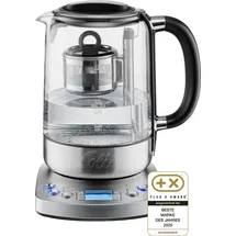 Solis Tee- & Wasserkocher, 1,7 L Volumen, Teesieb,Warmhaltefunktion,360° Basis - Schwarz/Silber/Transparent