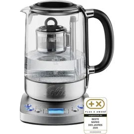 Solis Tee- & Wasserkocher, 1,7 L Volumen, Teesieb,Warmhaltefunktion,360° Basis - Schwarz/Silber/Transparent