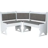 k koma Polster Eckbank Kiefer Holz, Weiß Farbe mit Polsterung MASSIVHOLZ - NEU BEIGE (140 x 180)
