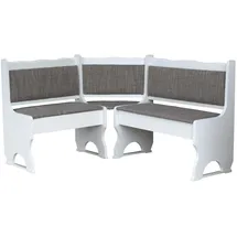 k koma Polster Eckbank Kiefer Holz, Weiß Farbe mit Polsterung MASSIVHOLZ - NEU BEIGE (140 x 180)