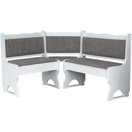 k koma Polster Eckbank Kiefer Holz, Weiß Farbe mit Polsterung MASSIVHOLZ - NEU BEIGE (140 x 180)