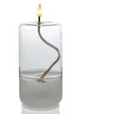 MARELIDA LED Kerze im Glas Öllampe Flüssigwachs Optik flackernd Timer H: 17,5cm rund