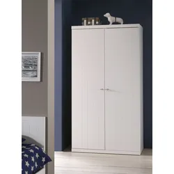 Kleiderschrank VIPACK, weiß, B:110cm H:205cm T:57cm, Schränke, Kleiderschrank mit 2 Türen, Hängemöglichkeit und Wäschefächern