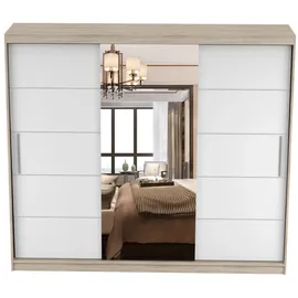 fabryka mebli idźczak Schwebetürenschrank 250 x 218 x 61 cm Braun/Weiß