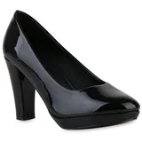 Stiefelparadies Damen Klassische Pumps in Schwarz Lack