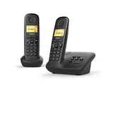 Gigaset A270A DUO, Analoges/DECT-Telefon, Kabelloses Mobilteil, Freisprecheinrichtung, 80 Eintragungen, Anrufer-Identifikation, Schwarz - Schwarz