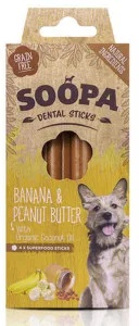 Soopa Dental Sticks banaan & pindakaas voor de hond  Per 5