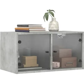 vidaXL Wandschrank mit Glastüren Betongrau 68,5x37x35 cm