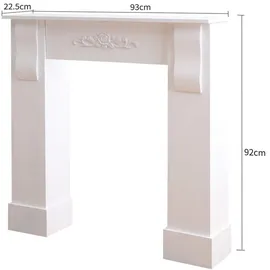 Mobili Rebecca Rebecca Mobili Kaminumrandung Weiß, Blumen Klassisch Wohnzimmer 92x93x22,5