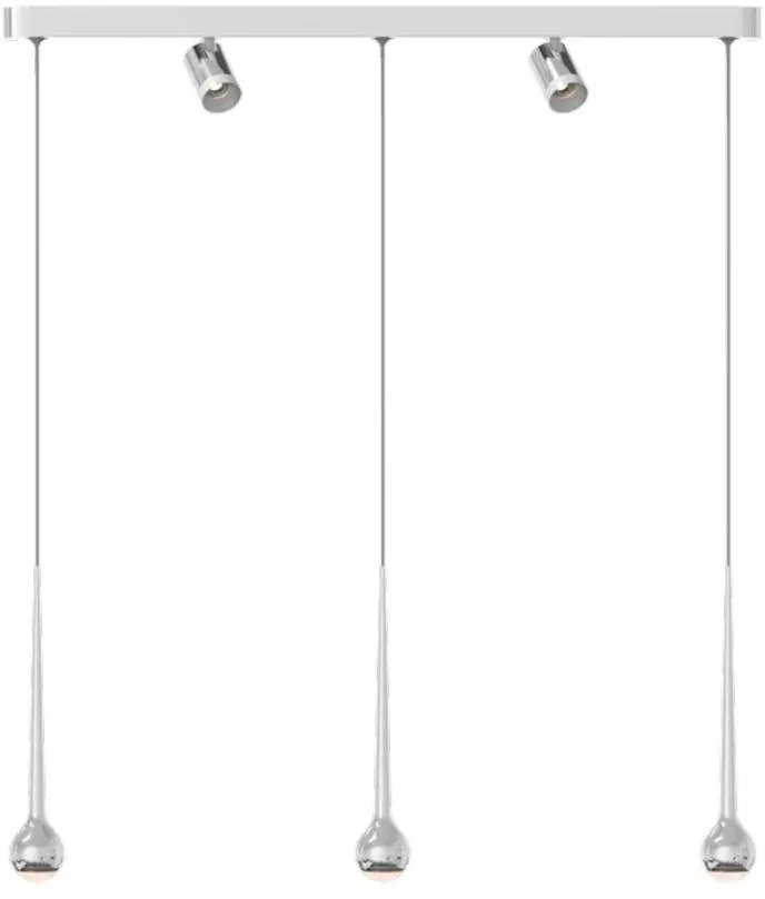 GRAU Falling Sun Trace Pendelleuchte 3 Pendel + 2 Set Strahler Sunset Dim 2700-1300K ohne App Polished