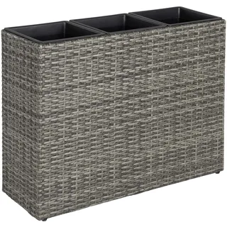 Estexo Hochbeet Polyrattan Blumenkübel Pflanzkübel Rattan Blumentopf Set Anthrazit-Grau