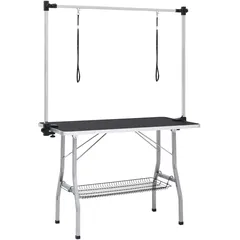 Maison Exclusive Verstellbarer Trimmtisch für Hunde mit 2 Schlaufen und Korb - Schwarz