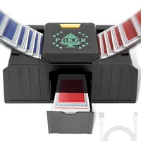Jokapy Automatischer Kartenmischer, Kartenmischmaschine Elektrische ür 1–2 Decks Kartenmischgerät, Mischmaschine Karten Geräuscharmer für Skip-BO Poker Texas Hold Em Blackjack(schwarz)