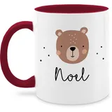 Tasse Tassen 325ml - Süßer Bär I Bären I Bärenmotiv I Bear - 325 ml - Bordeauxrot - bären-tasse teddy tiere bärchen tier geschenke kind personalisierter und personalisierte name