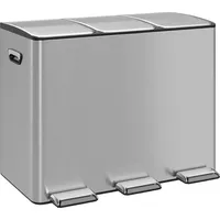 Wellgro Treteimer, Mülleimer Edelstahl Tretmülleimer 3 x 15 Liter,