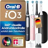 Oral-B iO Series 3 Duopack Matt Black + 2. Handstück Blush Pink + Reiseetui + Aufsteckbürsten 4 St.