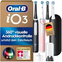Oral-B iO Series 3 Duopack Matt Black + 2. Handstück Blush Pink + Reiseetui + Aufsteckbürsten 4 St.