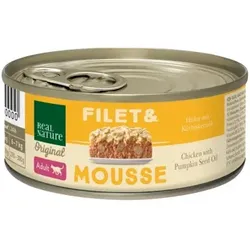 REAL NATURE Filet & Mousse Adult Huhn mit Kürbiskernöl 24x85 g