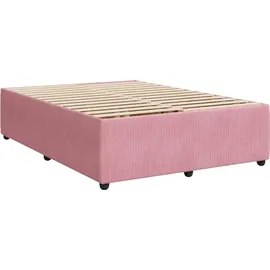 vidaXL Boxspringbett mit Matratze Rosa 140x200 cm Samt