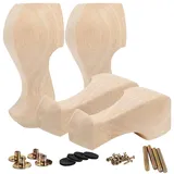 La Vane 4 Stück Massivholz Möbelfüße 20cm (8 Zoll) - Europäischer Stil Handgeschnitzte Tischbeine, Ersatzfüße für Sofa, Bett, Schrank, Couch & Stuhl - Hochwertige Holzdekoration