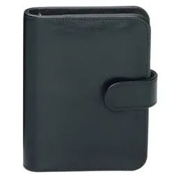 Jüscha bind Systemplaner A7 FINEtouch-Lederimitat Druckknopf Einlagen Terminplaner Kalender schwarz 17501