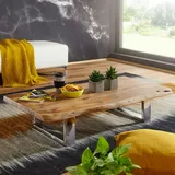 FineBuy Couchtisch FineBuy Akazie Wohnzimmertisch Holz Massiv Sofatisch Baumkante Groß