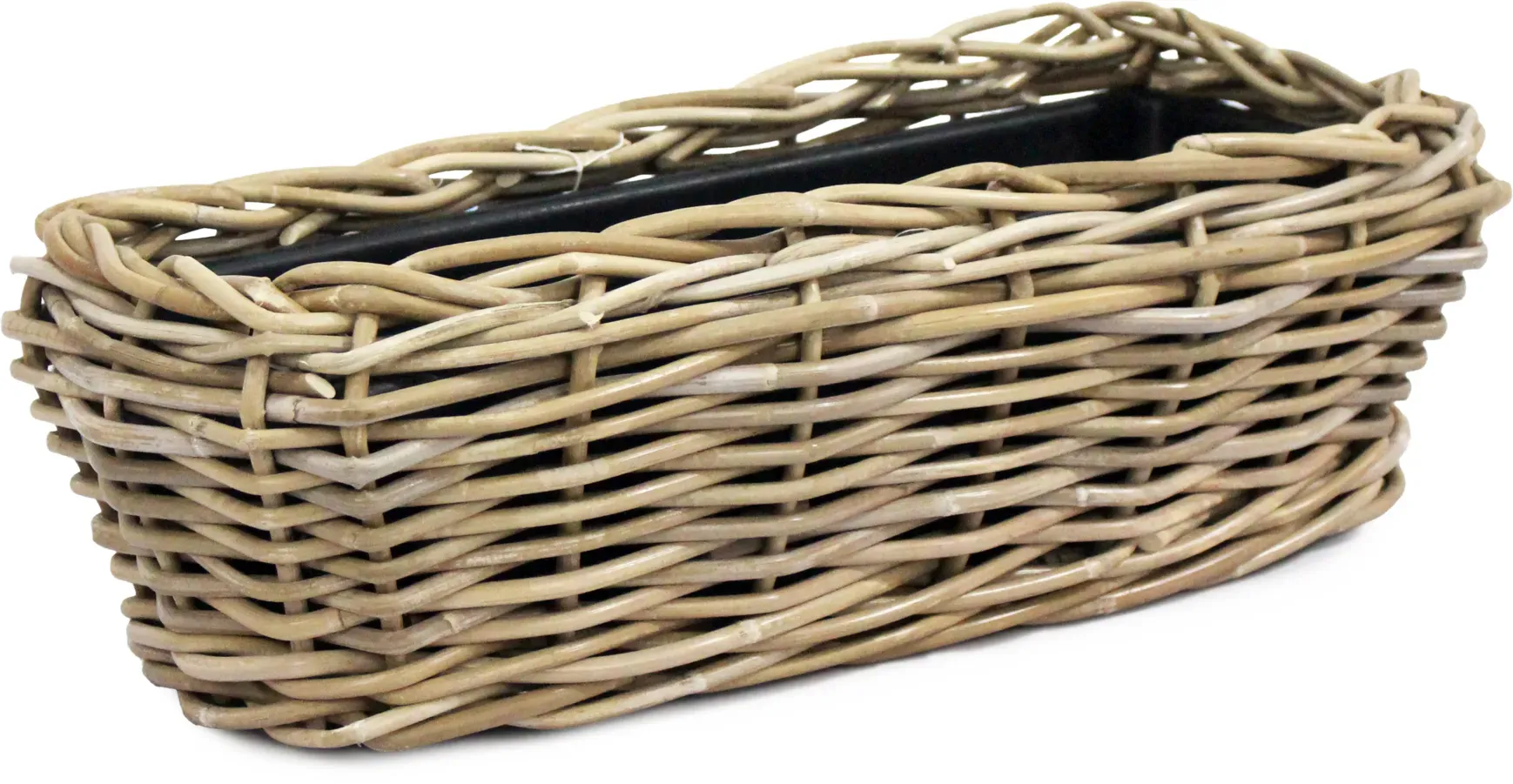 Kasten Rattan D50x26H18cm mit Einsatz  - grau