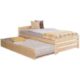 Ticaa Bettgestell Stauraumbett Seniorenbett „Loni“, Funktionsbett braun