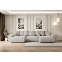 altdecor Eckcouch Samt U-Form 3-Sitzer Braun/Grau