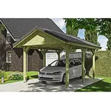 SKANHOLZ Wallgau Einzelcarport 3,80 x 5,00 m grün inkl. Dachlattung und Pfostenanker