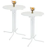 Trutzholm 2x Stehtisch klappbar Ø 80 cm Höhe 110 cm Stahl Gastrotisch Partytisch Bistrotisch Tisch in Weiß