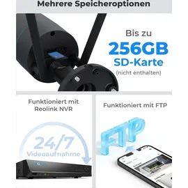 Reolink WLAN IP Kamera, Überwachungskamera 5MP HD mit Audio für Aussen, 2,4/5GHz WiFi, Smarte Bewegungserkennung, Fernzugriff, RLC-510WA Schwarz
