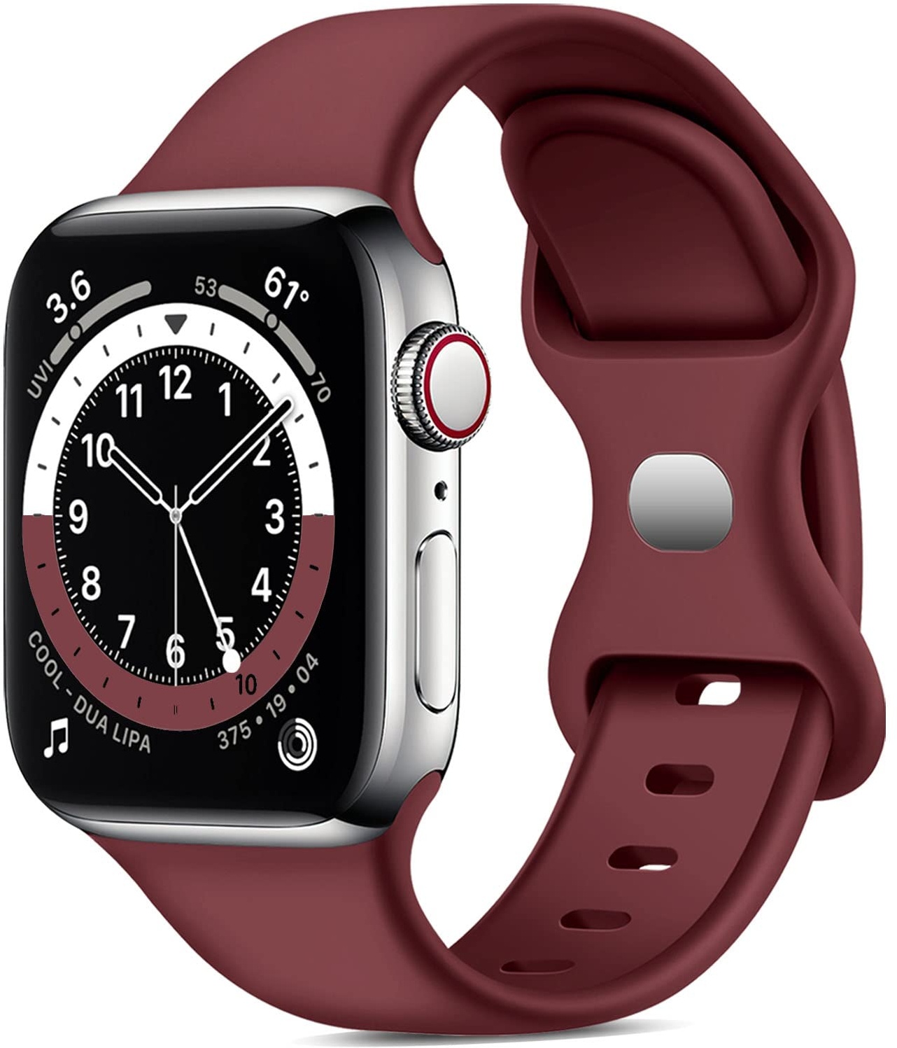 TEFLOTY Kompatibel mit Apple Watch Armband Ersatz Silikon Sport Armbänder, Ersatz Straps für iWatch Series 8 Ultra SE 7 6 5 4 3 2 1, 38mm/40mm/41mm-S, Damen/Herren, Burgund