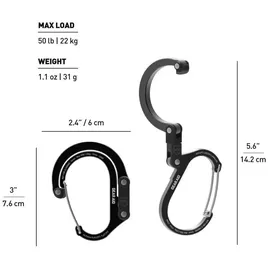 Gear Aid Heroclip Karabiner Schwarz/Silber