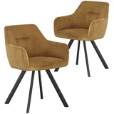 B&D home Armlehnstuhl, Dunkelgelb, Metall, 56x80x60 cm, Oeko-Tex® Standard 100, Esszimmer, Stühle, Esszimmerstühle, Armlehnenstühle