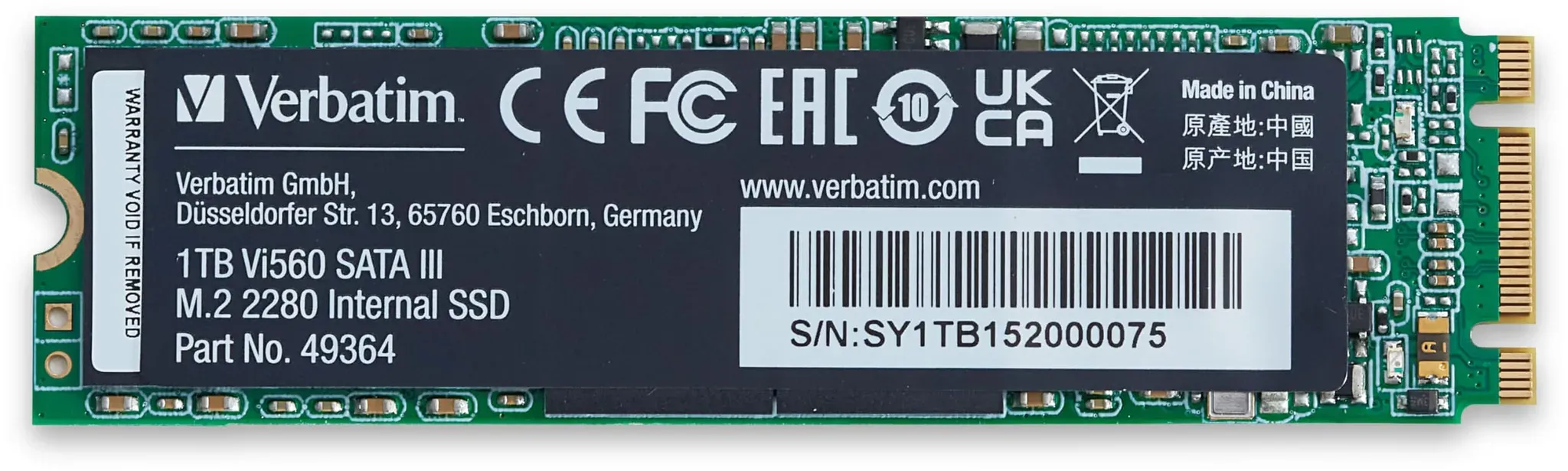 Verbatim Vi560 S3 SSD, internes SSD-Laufwerk mit 1 TB Datenspeicher, Solid State Drive mit SATA III M.2 2280 und 3D-NAND-Technologie, schwarz, ideal für Notebook und Ultrabook