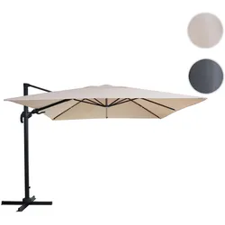 Gastronomie-Ampelschirm HWC-A96, 3x4m (√ò5m) schwenkbar, Polyester/Alu 26kg ~ creme ohne St√§nder
