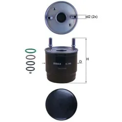 Kraftstofffilter MAHLE KL 1002D für Kia Rio IV Stonic