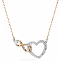 Swarovski Hyperbola Halskette Unendlichzeichen und Herz Weiss Metallmix