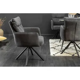 Riess-Ambiente BIG GEORGE - drehbar anthrazit Samt Strukturstoff Armlehnenstuhl Federkern Esszimmer