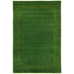 Wollteppich MORGENLAND "Nova - Gabbeh Teppich - Loribaft Perser", grün, B:140cm H:1,5mm L:200cm, Schurwolle, Teppiche, Flachgewebe