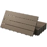 ECD Germany WPC Terrassenfliesen Balkonfliese Klickfliese Fliesen 60x30cm Dunkelbraun 4m2