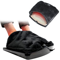 FISHTEC Elektrische Fußheizung - Fußmatte mit Thermostat, 2 Temperaturstufen - Halten Sie Ihre Füße warm in 2 Minuten - Maschinenwaschbarer Bezug - Stoff Samt und Fleece - Schwarz