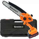 Grenintol Mini Kettensäge mit Akku, 8 Zoll Kettensäge Elektro mit Automatischer Öler, Akku Kettensäge, Mini Kettensäge für Gartenscheren Astschere Holzschneiden, LED Leistungsanzeige, 2 Akku 6000mAh