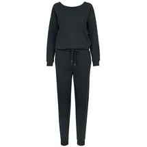 URBAN CLASSICS Ladies Long Sleeve Terry Jumpsuit, Schwarz
