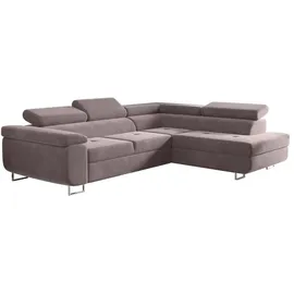 kaiser möbel Ecksofa mit schlaffunktion und bettkasten, Eckcouch ATOM Violett Rechts - Violett