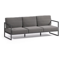 Natur24 Nosh Comova 3-Sitzer-Sofa 100% outdoor dunkelgrau und aus schwarzem Aluminium 222 cm